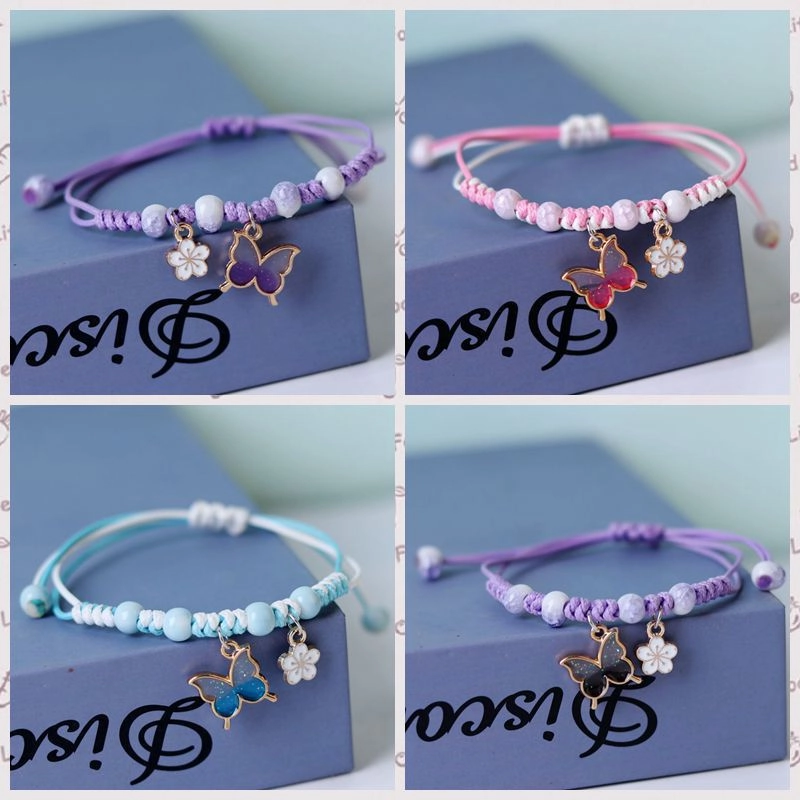 Wholesale Butterfly Flower Hand Woven Adjustable Bracelet
