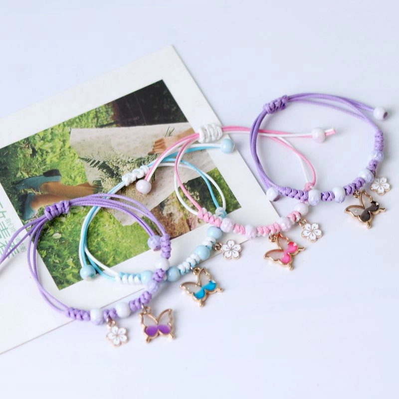 Wholesale Butterfly Flower Hand Woven Adjustable Bracelet
