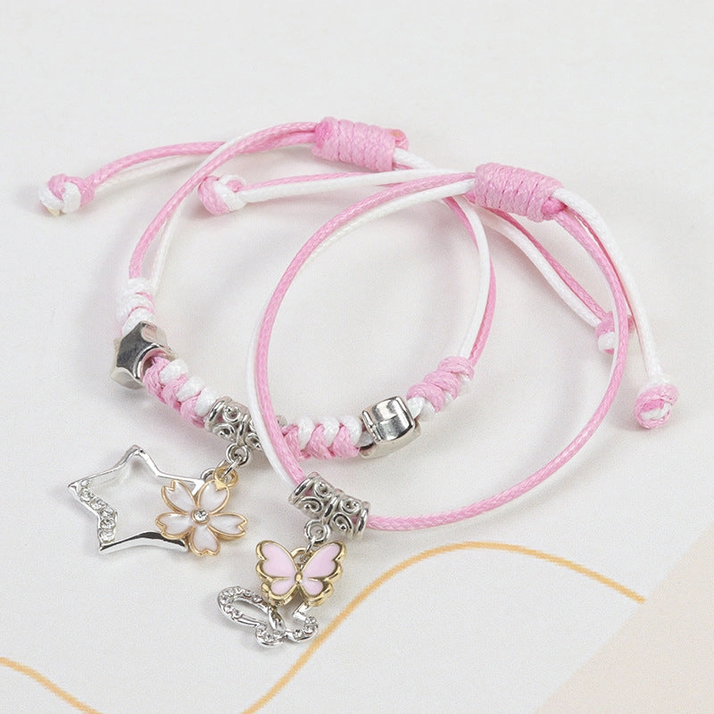 Wholesale Butterfly Flower Pentagram Friendship Braided Bracelet