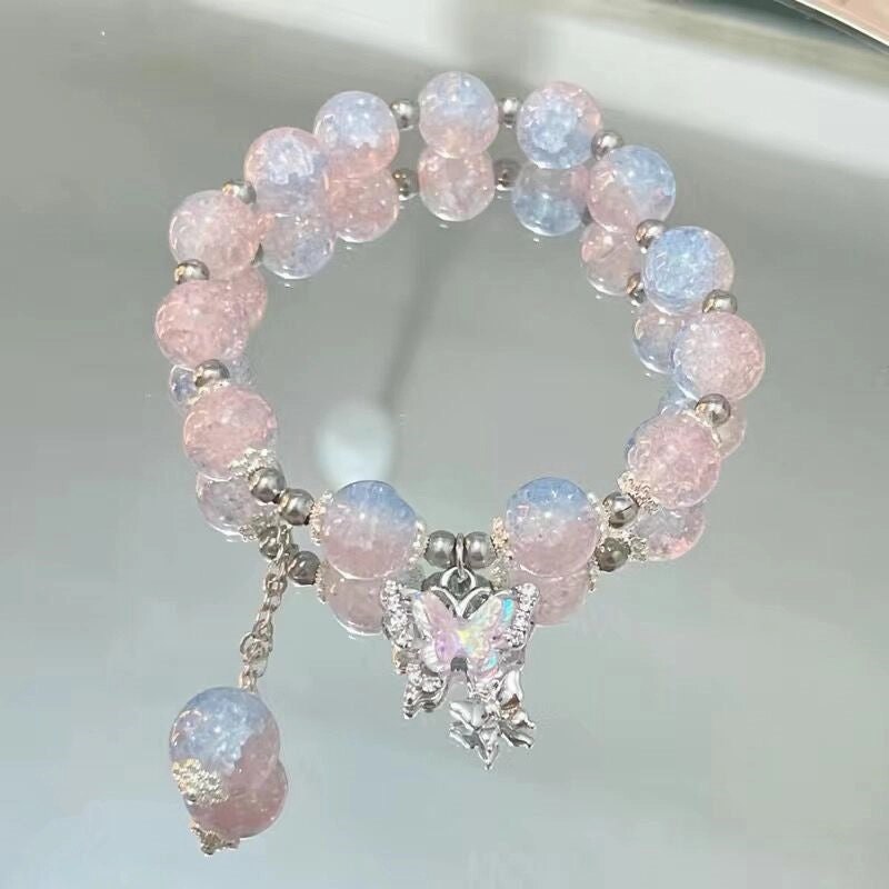 Wholesale Butterfly Glass Beaded Bracelet