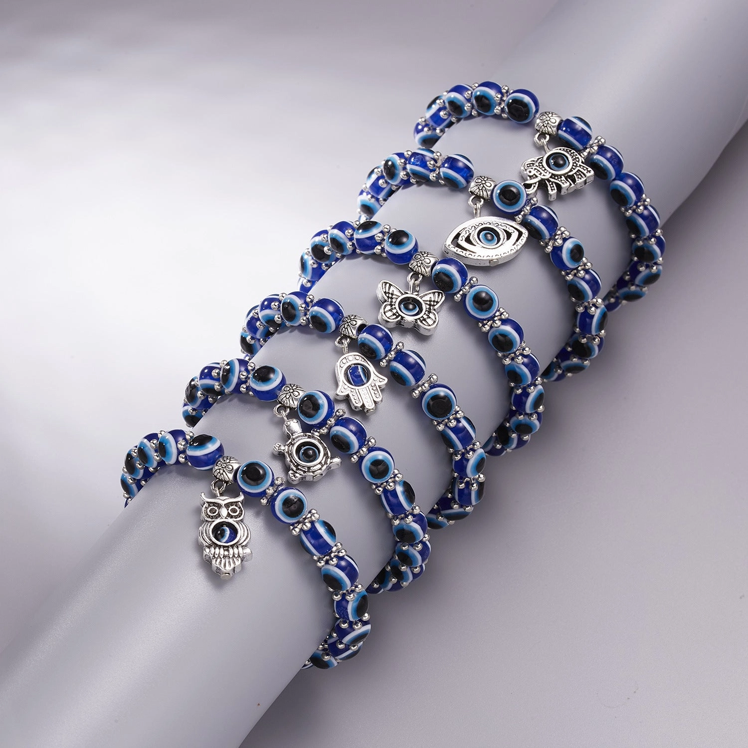 Wholesale Butterfly Hollow Devil Eyes Beaded Elastic Bracelet