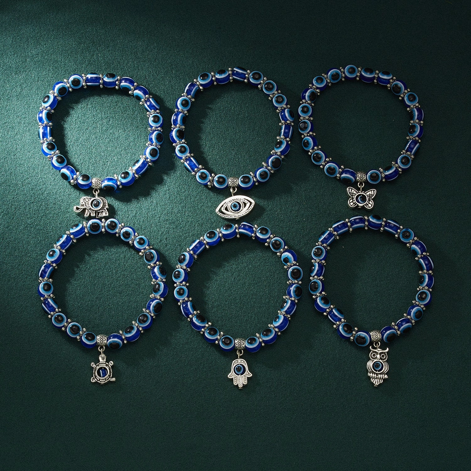 Wholesale Butterfly Hollow Devil Eyes Beaded Elastic Bracelet