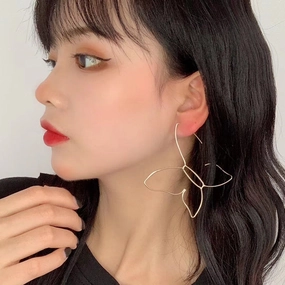 Wholesale Butterfly Line Hollow Metal Earrings
