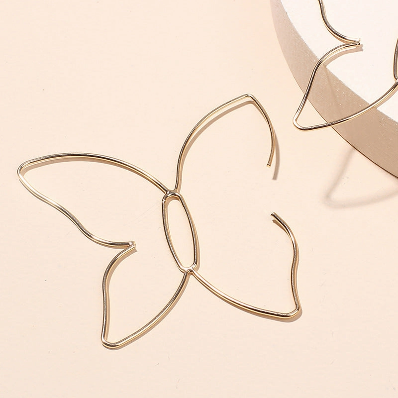 Wholesale Butterfly Line Hollow Metal Earrings