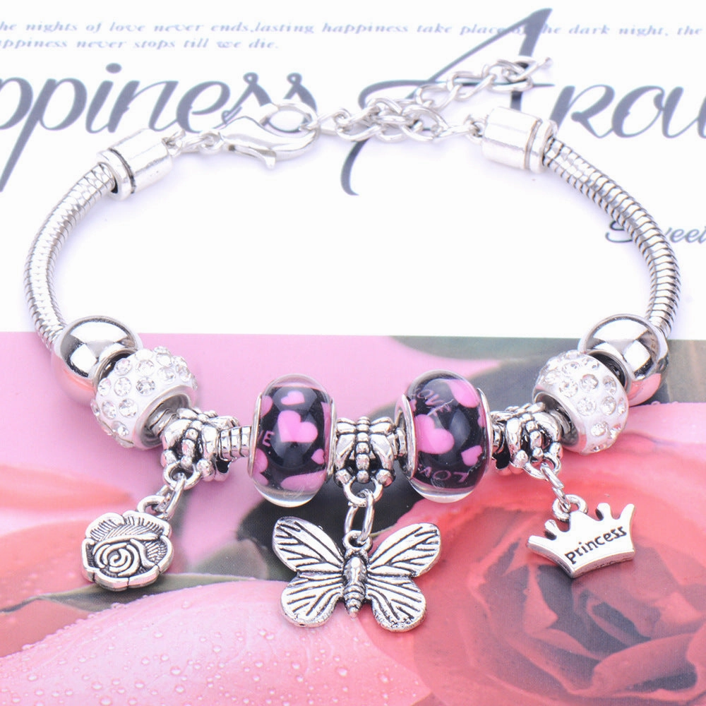 Wholesale Butterfly Pendant Multicolor Beaded DIY Bracelet