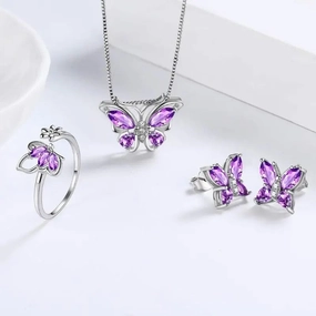 Wholesale Butterfly Rhinestone Crystal Alloy Ring Earrings Necklace
