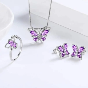 Wholesale Butterfly Rhinestone Crystal Alloy Ring Earrings Necklace