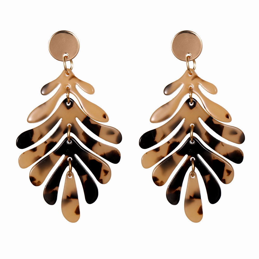 Wholesale C Shape Acrylic Jewelry Set Leopard Print 4 Pieces Bracelet
