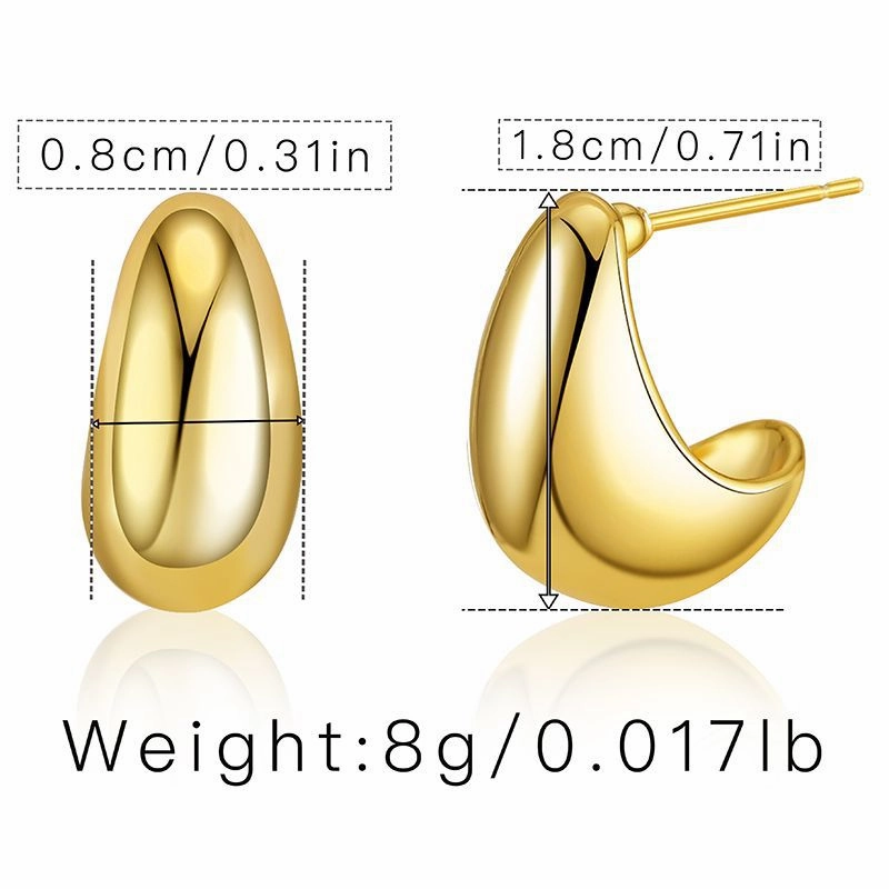 Wholesale C Shape Pea Gold Plated Earrings