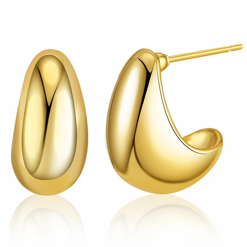 Wholesale C Shape Pea Gold Plated Earrings
