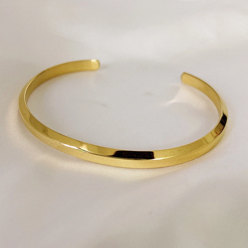 Wholesale C Shape Titanium Steel Rose Gold Open Bracelet
