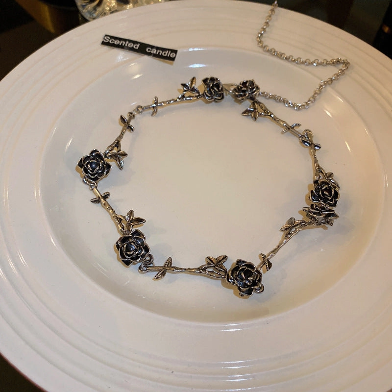 Wholesale Camellia flower necklace vintage clavicle chain