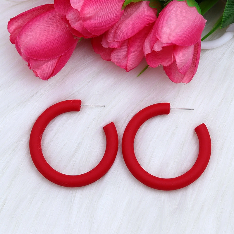 Wholesale Candy Color C Shape Spray Paint Acrylic Earrings