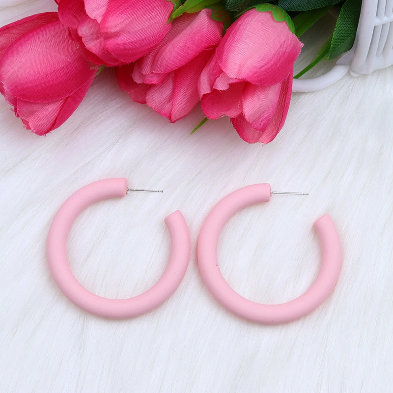 Wholesale Candy Color C Shape Spray Paint Acrylic Earrings