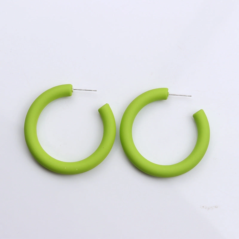 Wholesale Candy Color C Shape Spray Paint Acrylic Earrings