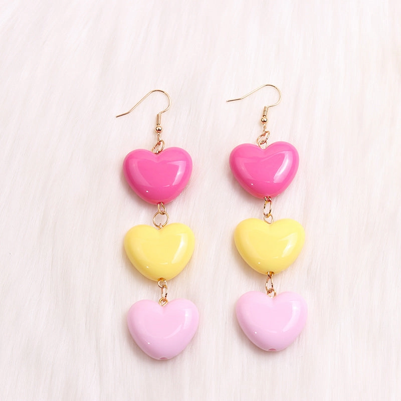 Wholesale Candy Color Heart Acrylic Earrings