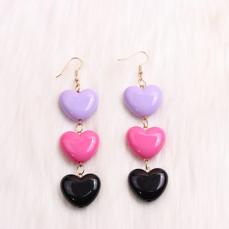 Wholesale Candy Color Heart Acrylic Earrings