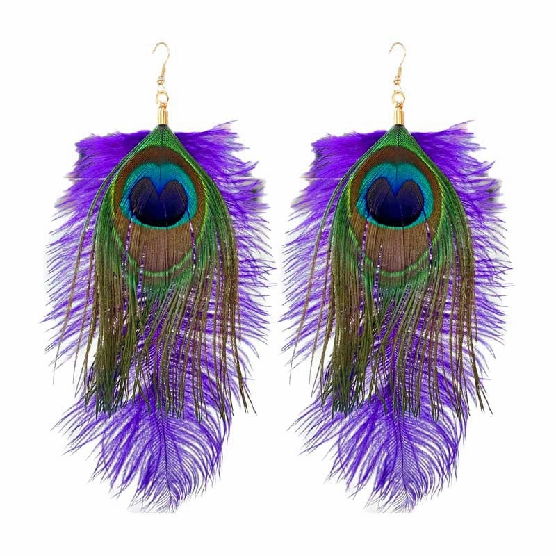 Wholesale Carnival Peacock Feather Earrings