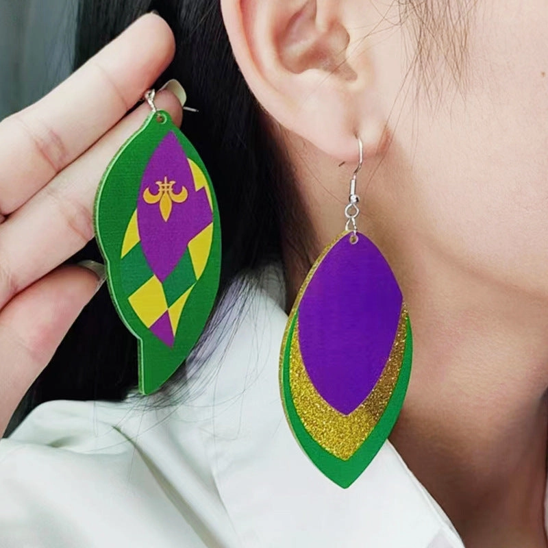Wholesale Carnival Vintage Crown Mask  Mardi Gras Earrings