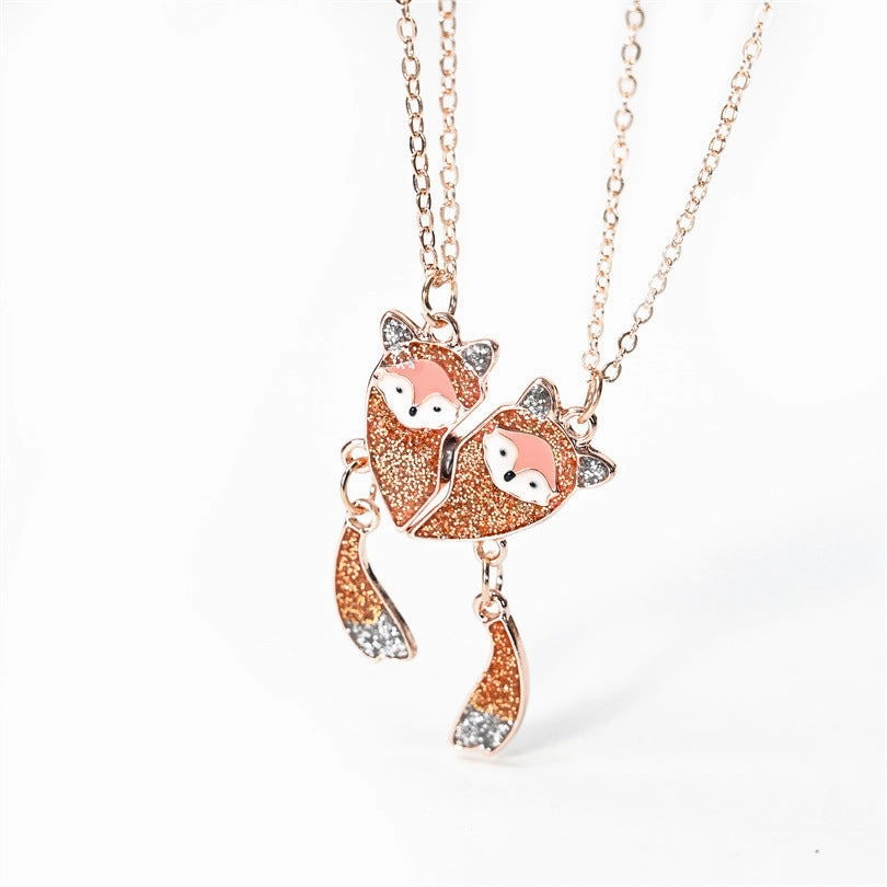 Wholesale Cartoon Cat Fox Avocado Love Stitching Magnetic Necklace