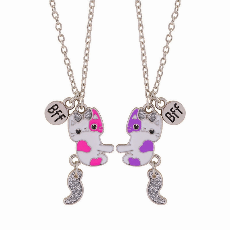 Wholesale Cartoon Cat Fox Avocado Love Stitching Magnetic Necklace