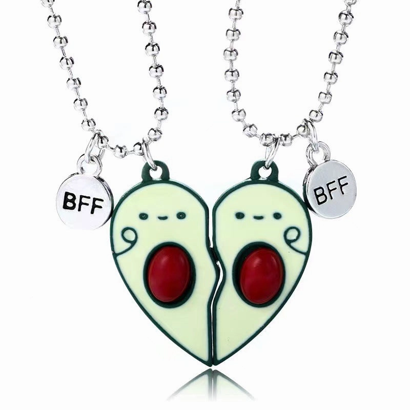 Wholesale Cartoon Cat Fox Avocado Love Stitching Magnetic Necklace
