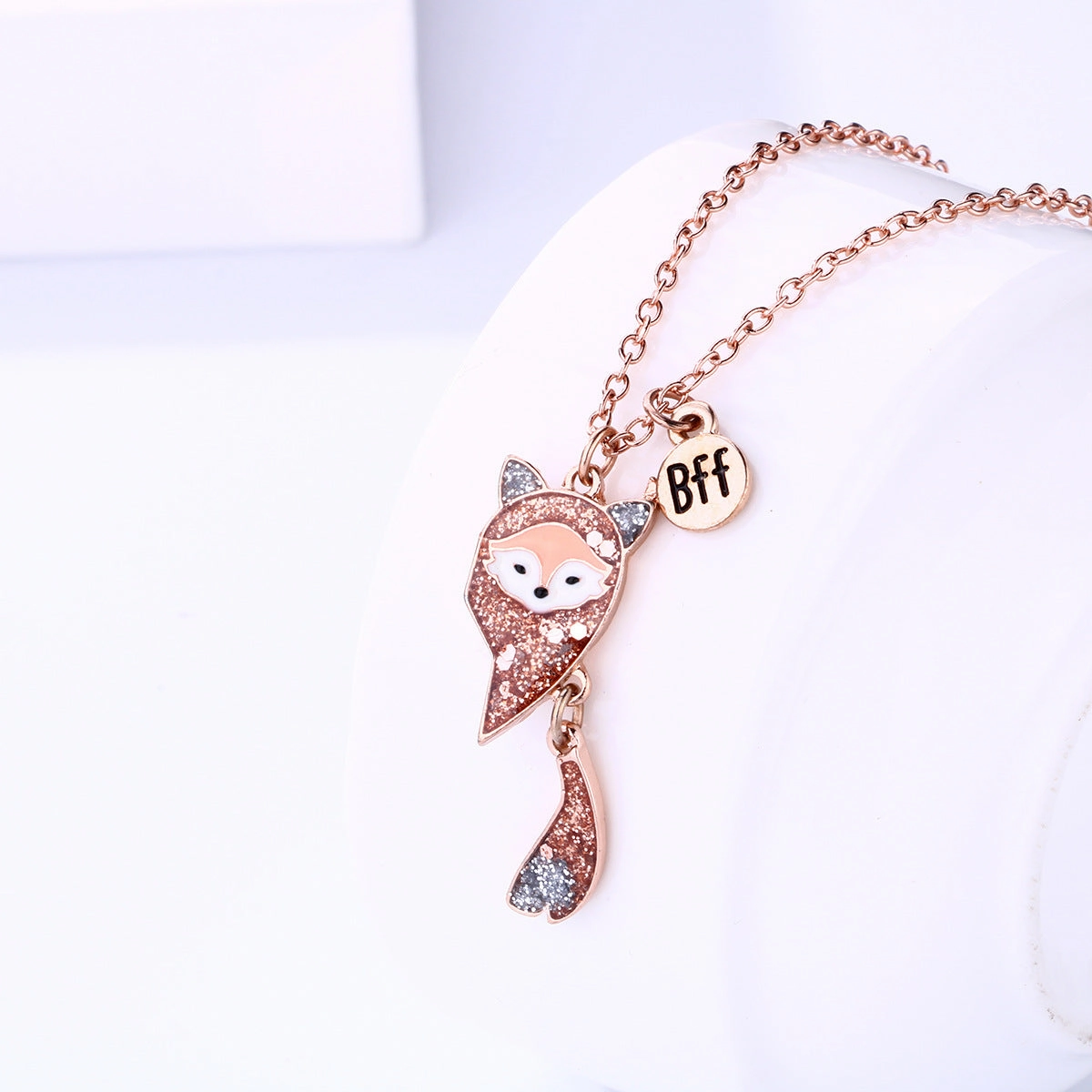 Wholesale Cartoon Children's Magnet Stone Alloy Fox Necklace Set