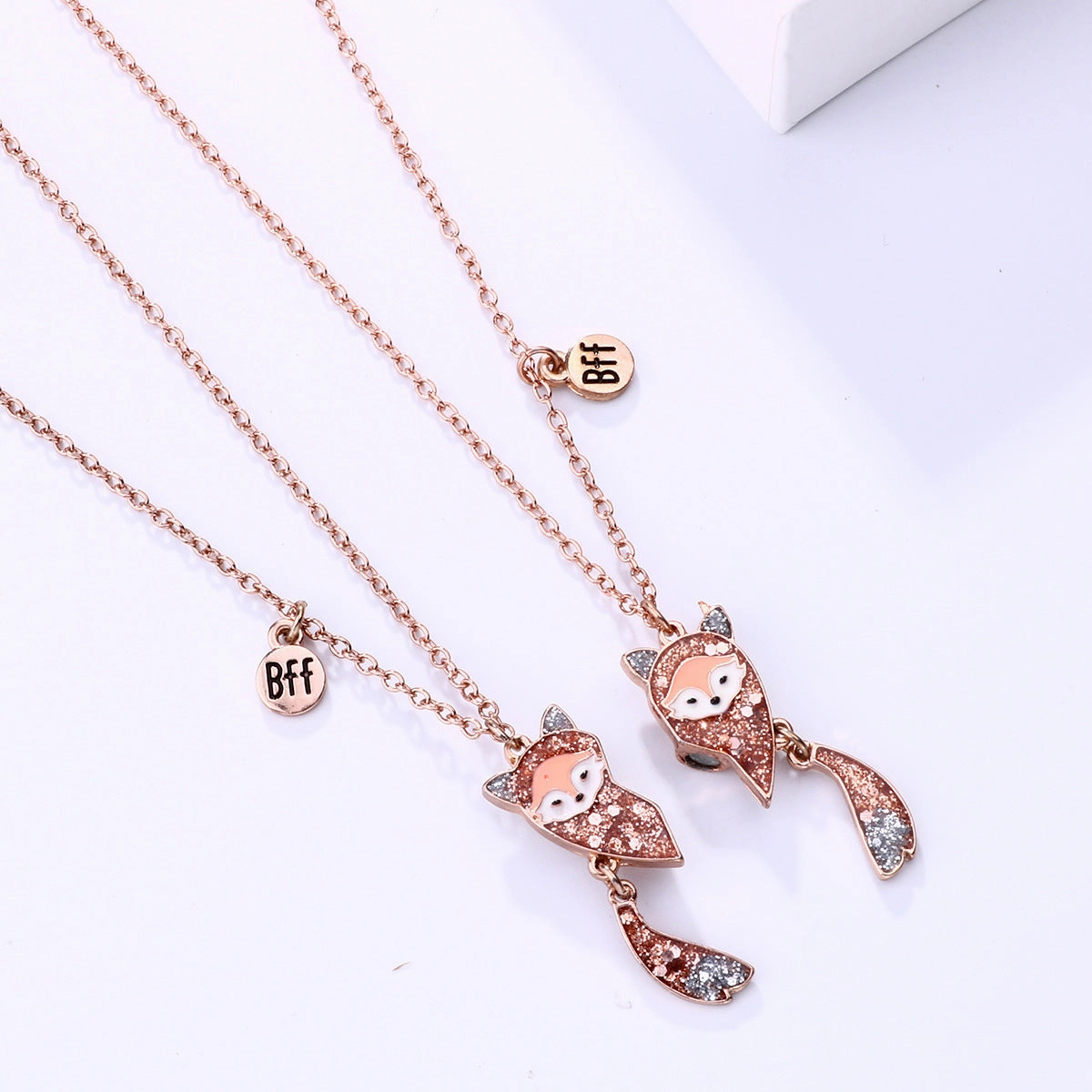 Wholesale Cartoon Children's Magnet Stone Alloy Fox Necklace Set
