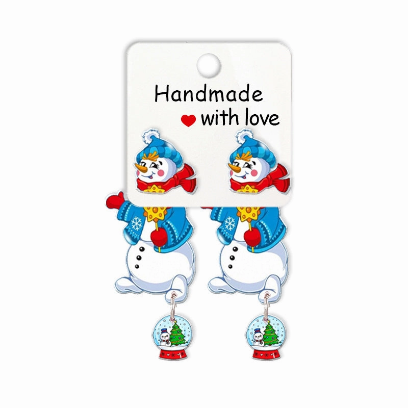 Wholesale Cartoon Christmas Snowman Resin Earrings