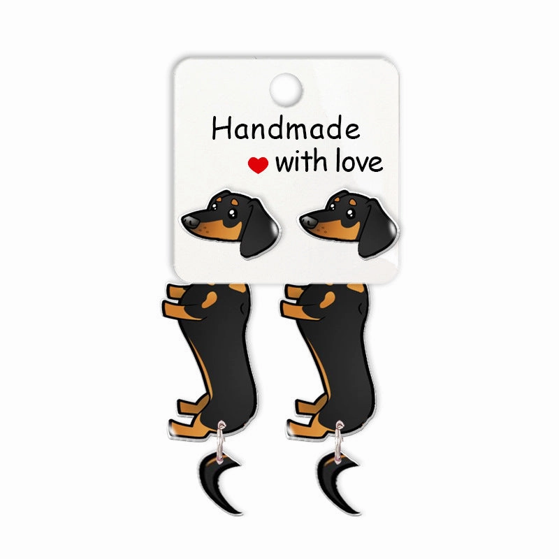 Wholesale Cartoon Cute Animal Dachshund Acrylic Earrings