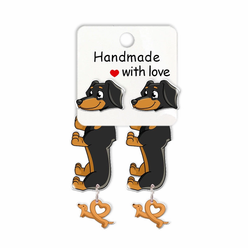 Wholesale Cartoon Cute Animal Dachshund Acrylic Earrings