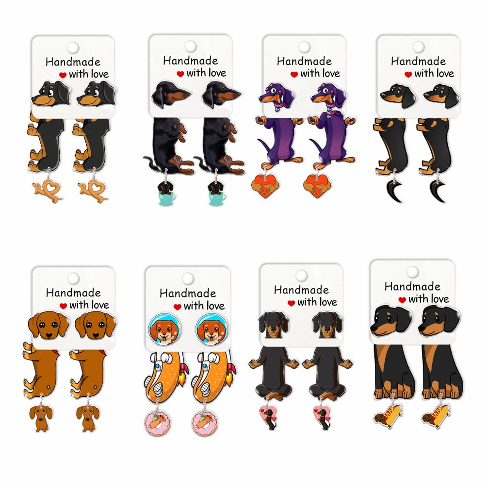 Wholesale Cartoon Cute Animal Dachshund Acrylic Earrings