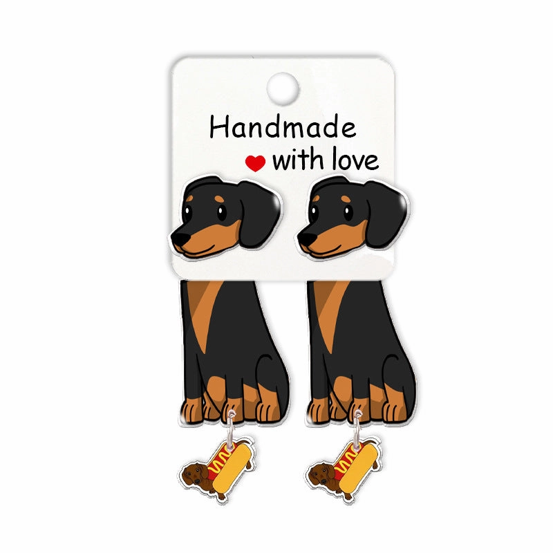 Wholesale Cartoon Cute Animal Dachshund Acrylic Earrings