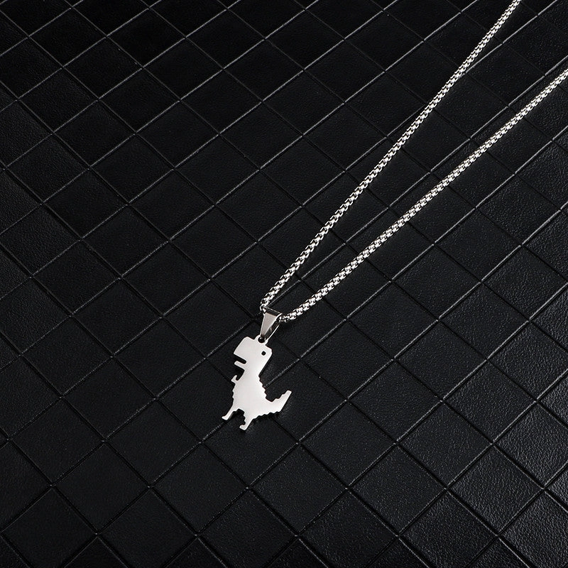 Wholesale Cartoon Cute Little Dinosaur Pendant Titanium Steel Personality Simple Pendant Long Necklaces
