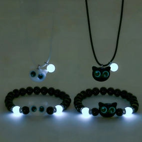 Wholesale Cartoon Kitten Luminous Bracelet Necklace
