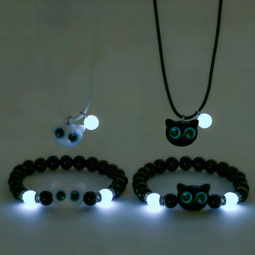 Wholesale Cartoon Kitten Luminous Bracelet Necklace