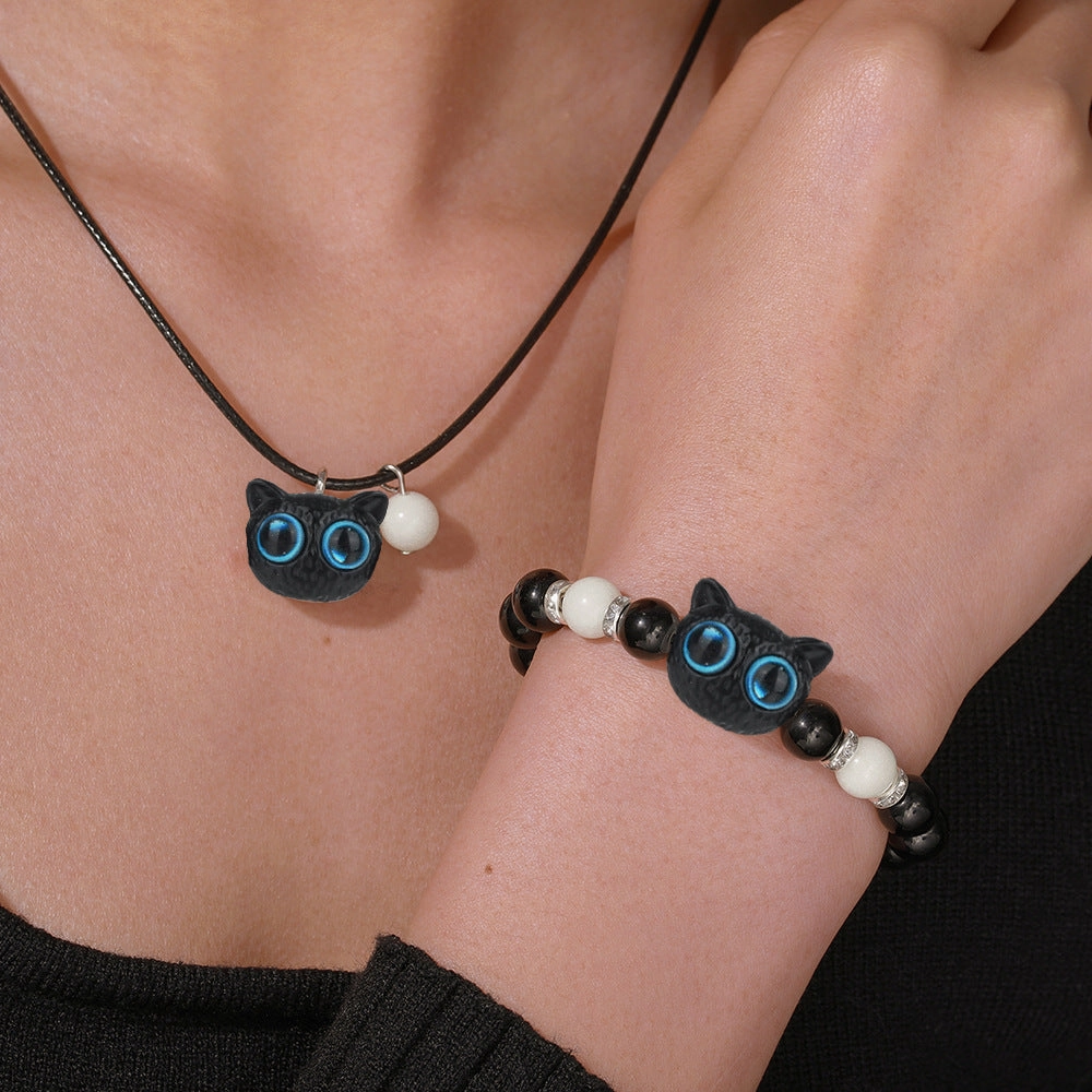 Wholesale Cartoon Kitten Luminous Bracelet Necklace