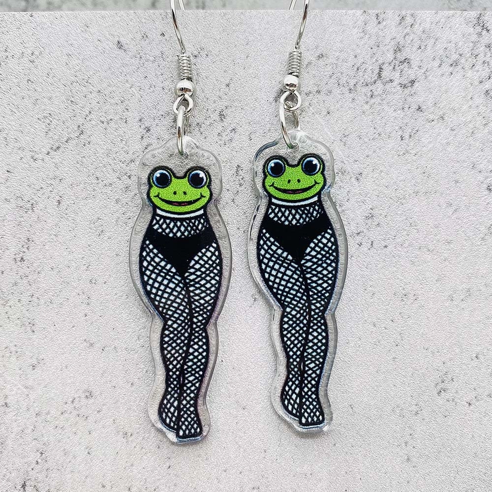 Wholesale Cartoon Mushroom Frog Balloon Print Acrylic Earrings