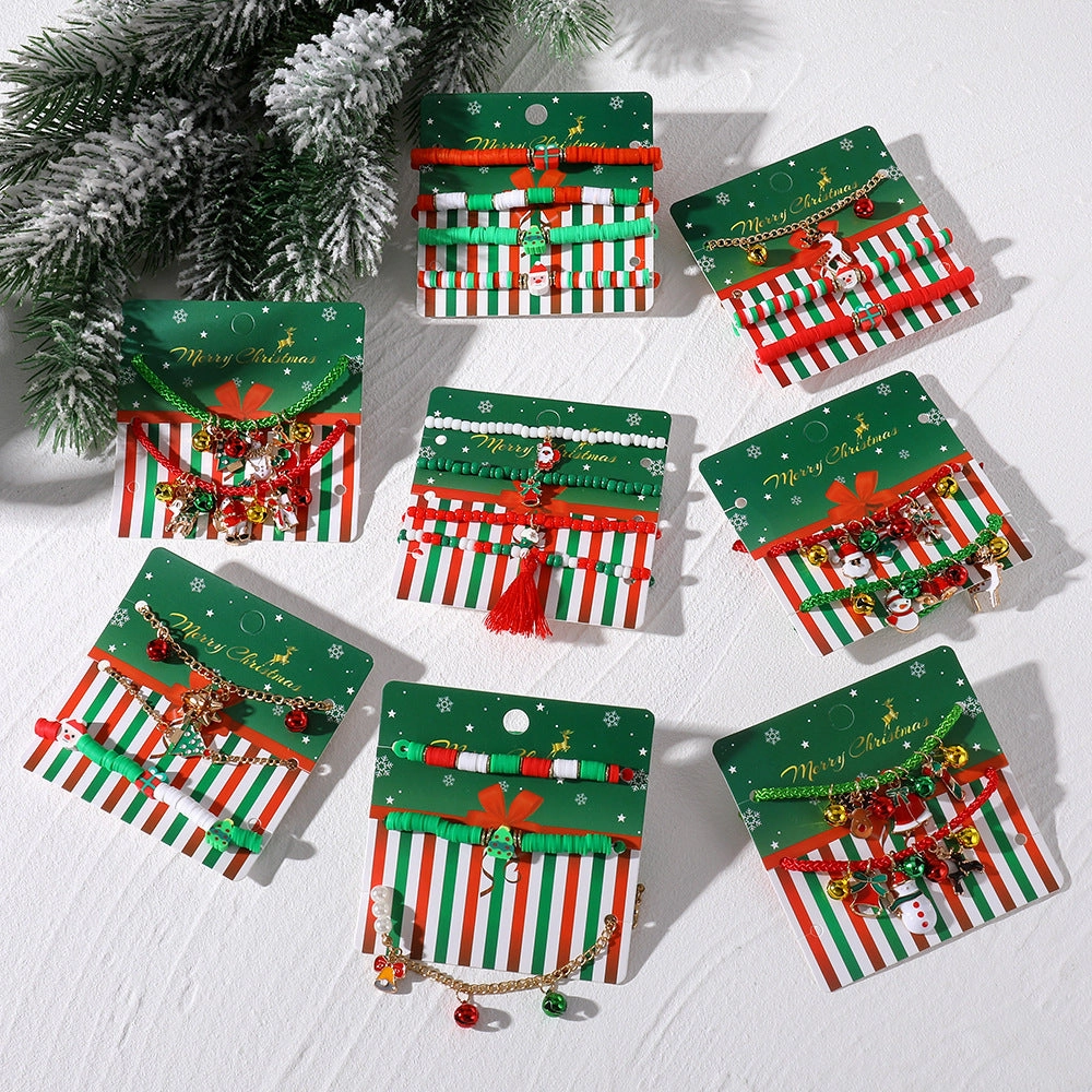 Wholesale Cartoon Oil Dripping Adjustable Christmas Elk Bell Bracelet