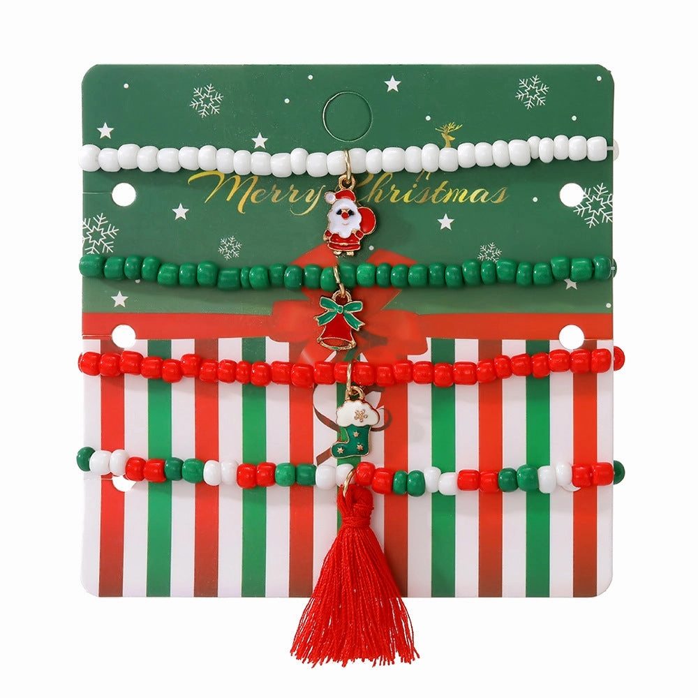 Wholesale Cartoon Oil Dripping Adjustable Christmas Elk Bell Bracelet