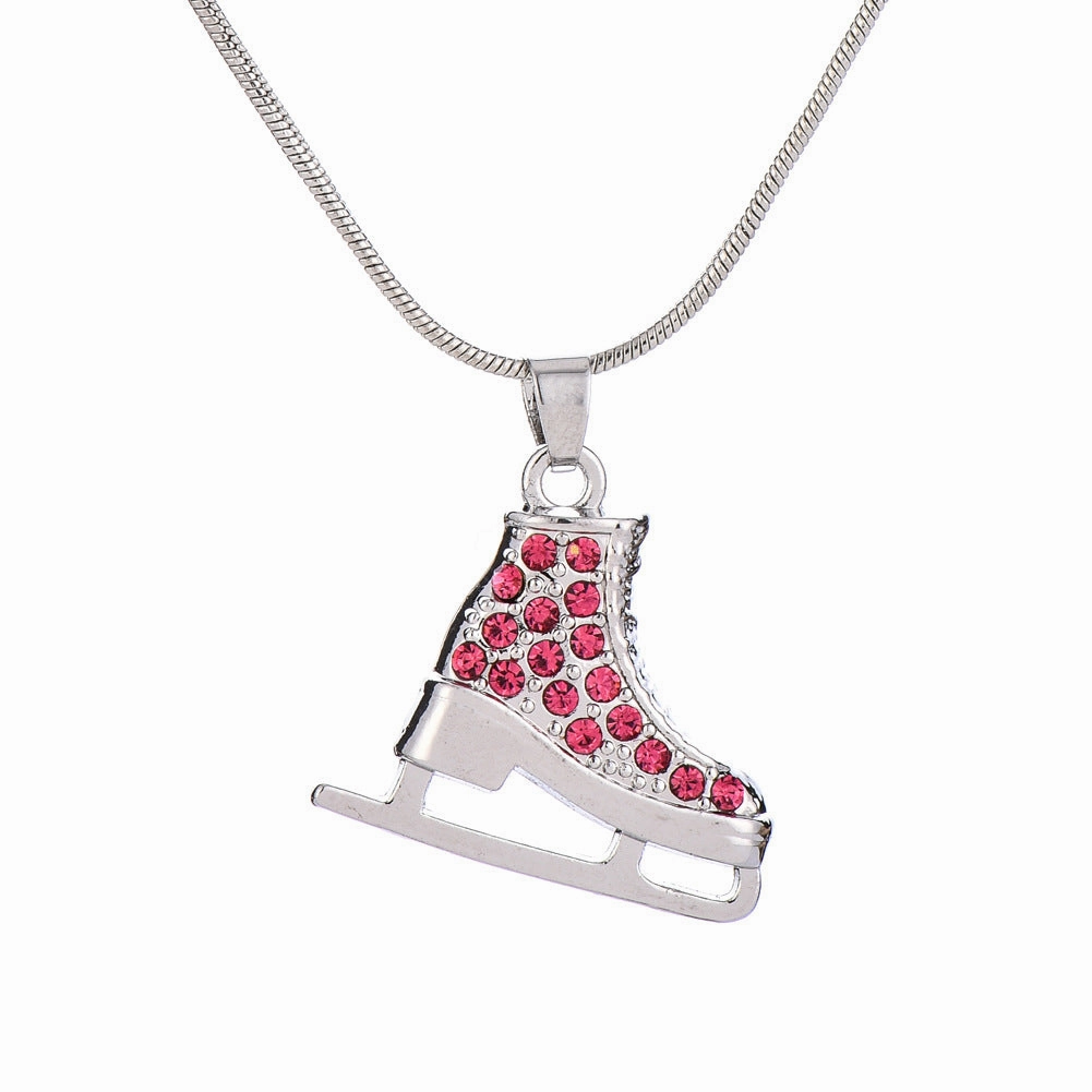 Wholesale Cartoon Skates Full Diamond Candy Color Alloy Necklace