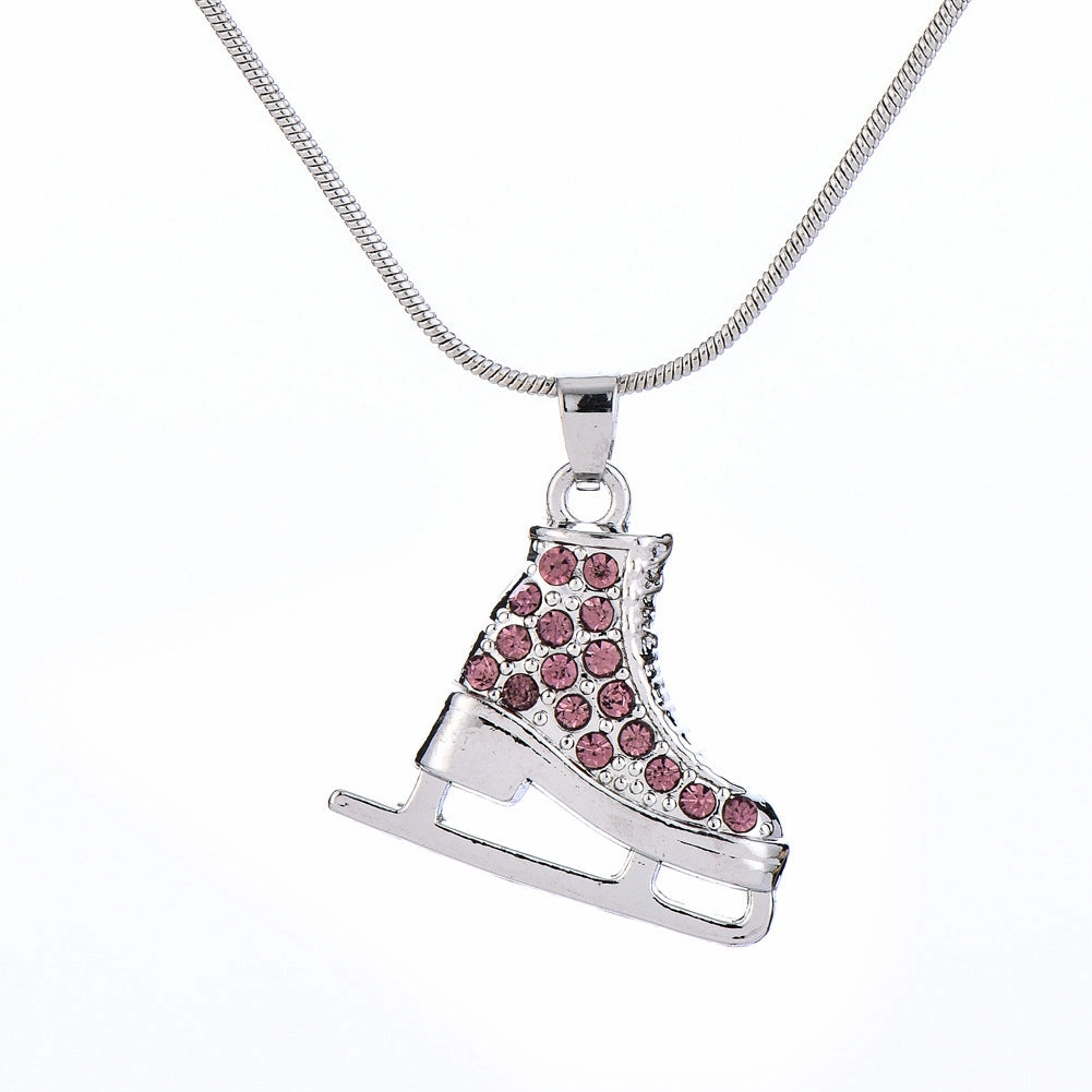 Wholesale Cartoon Skates Full Diamond Candy Color Alloy Necklace