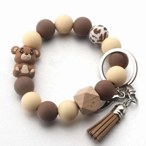Wholesale cartoon three-dimensional bear key chain beaded bag bracelet