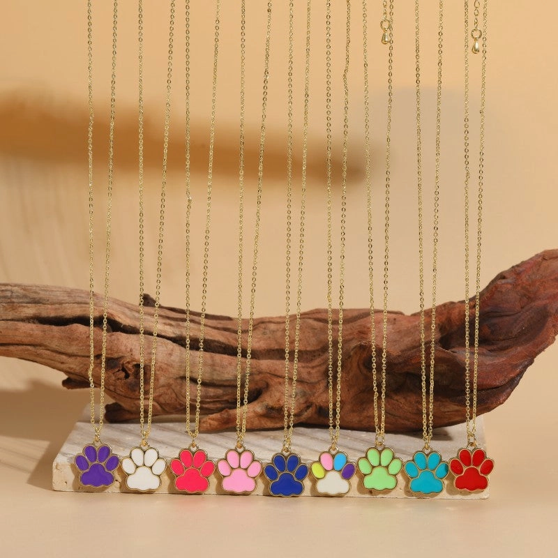 Wholesale Cat Claw Feet Multi Color Pendant Copper Necklace