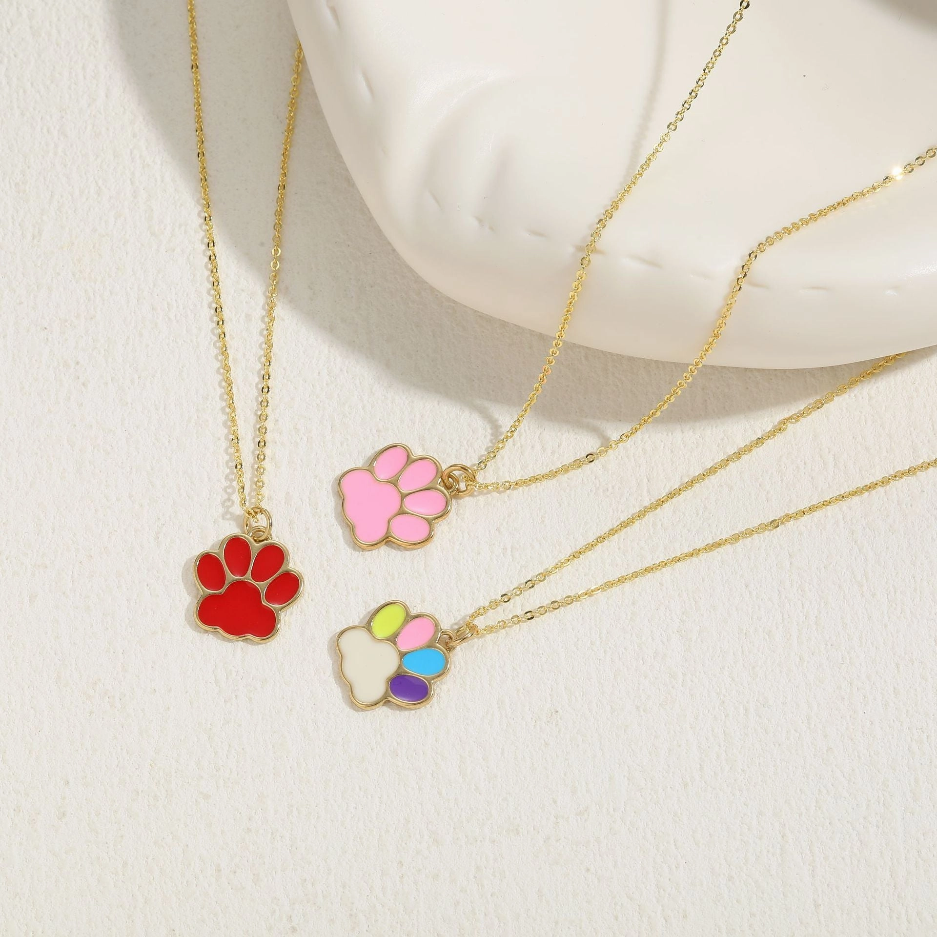 Wholesale Cat Claw Feet Multi Color Pendant Copper Necklace