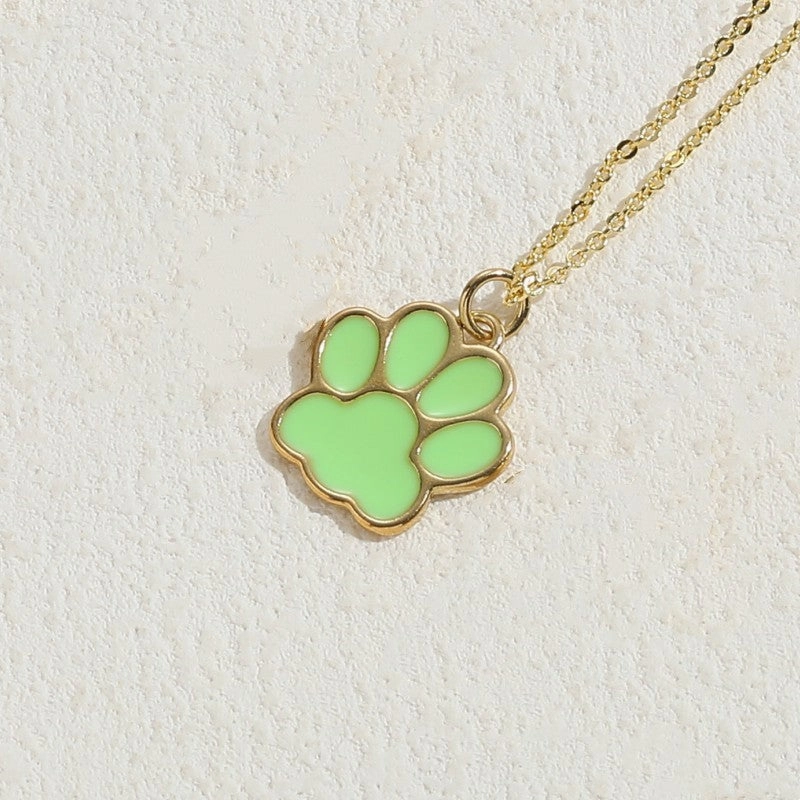 Wholesale Cat Claw Feet Multi Color Pendant Copper Necklace