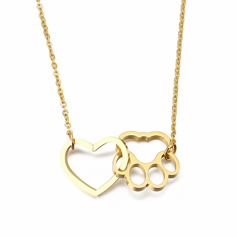 Wholesale Cat Claw Peach Heart Pendant Long Clavicle Gold Plated Necklaces