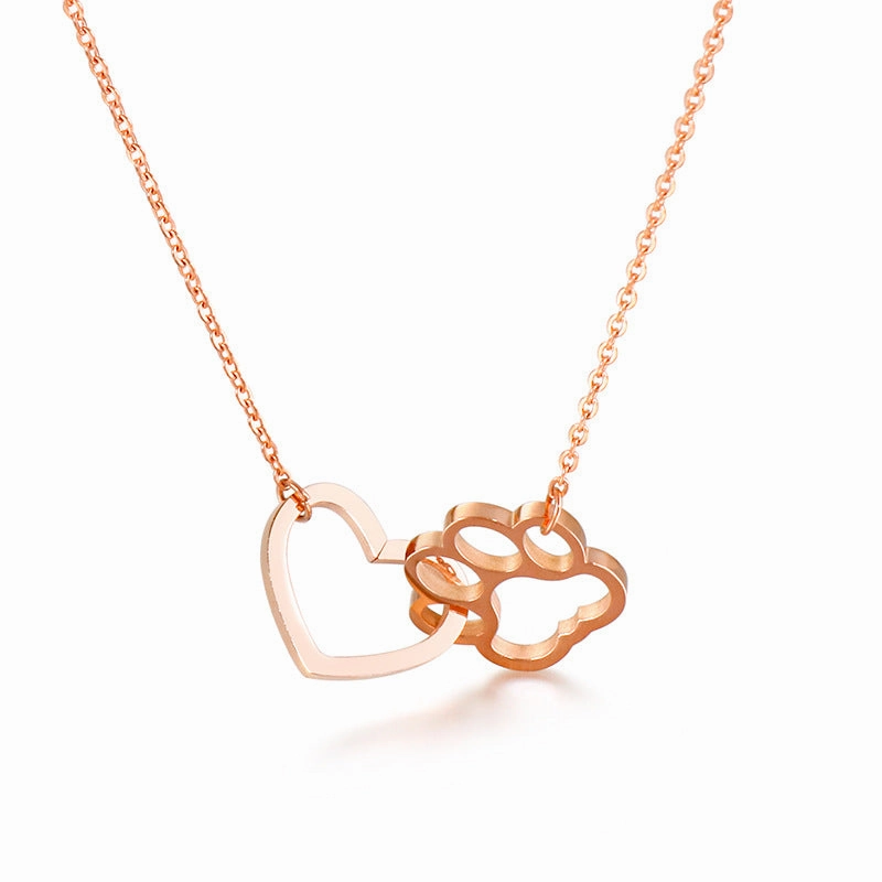 Wholesale Cat Claw Peach Heart Pendant Long Clavicle Gold Plated Necklaces
