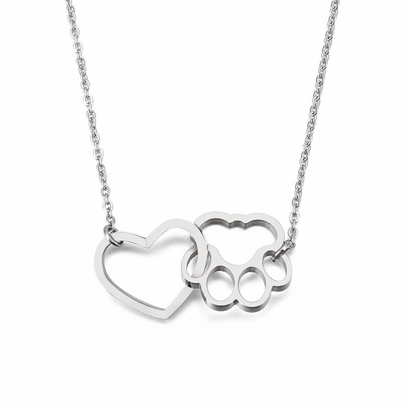 Wholesale Cat Claw Peach Heart Pendant Long Clavicle Gold Plated Necklaces