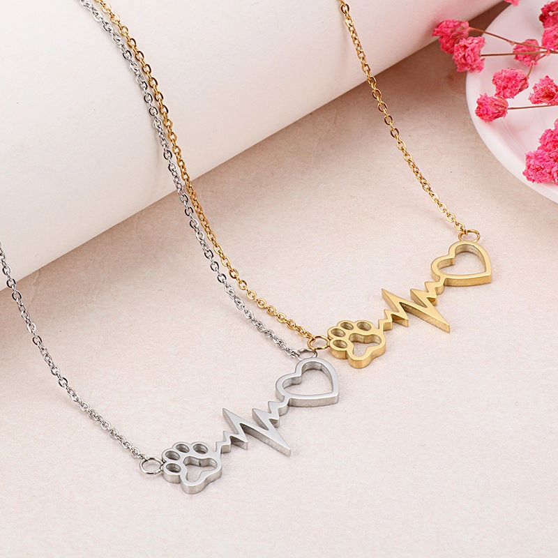 Wholesale Cat Claw Peach Heart Pendant Long Clavicle Gold Plated Necklaces